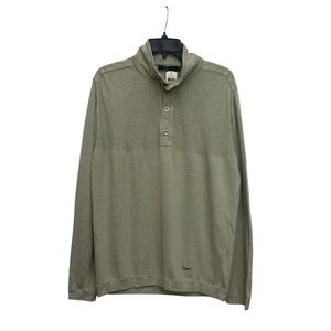 Zegna Sport Garment Dyed Linen Blend Mock Neck Pullover Size Medium Beige Flaw